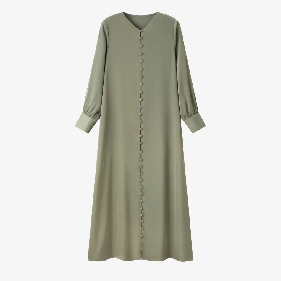 AS SS26 light satin ball buttons dress lightweight super comfortable fabric dressy woman clothes