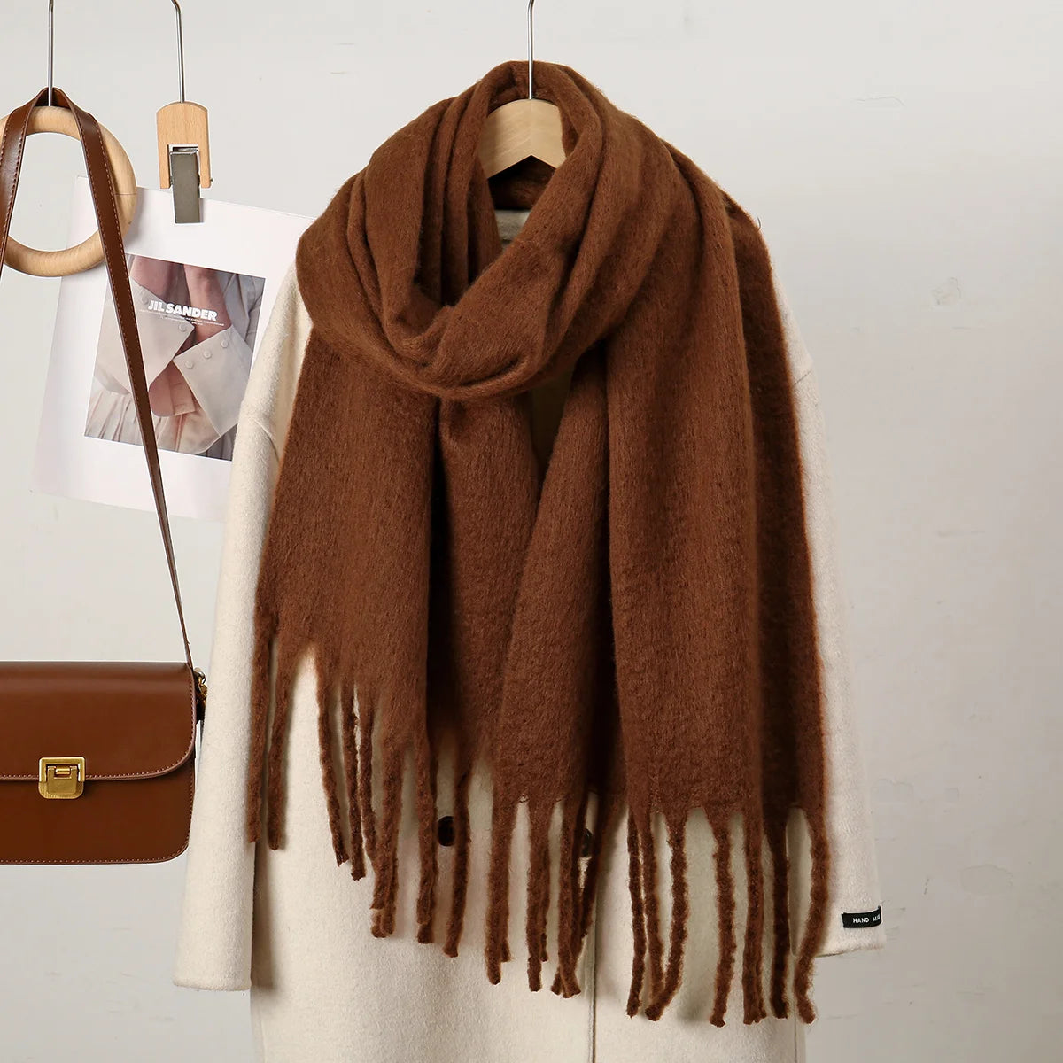 Winter Scarf for Women Cashmere Warm Solid Pashmina Blanket Wraps Female Thick Soft Tassel Shawl Long Poncho Echarpe 245*40cm