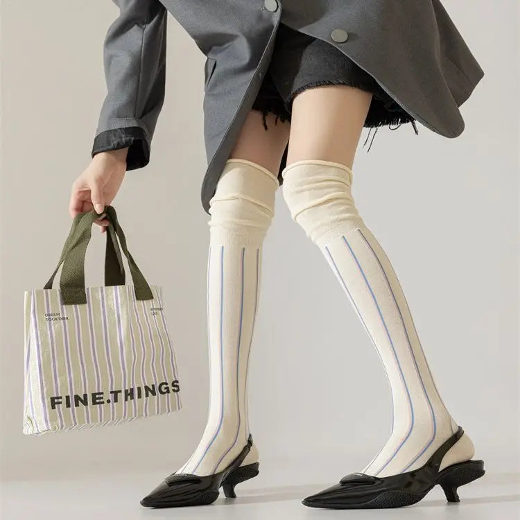 Striped Knee-High Stockings — Soft Skin-Friendly Fashion Socks