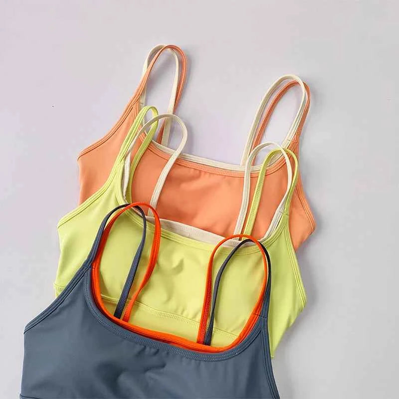 Sports Bra Women Summer Shock-absorbing Gathering Double Breast Strap Yoga Vest Quick Drying Anti Sagging Shaping Fitness Bra