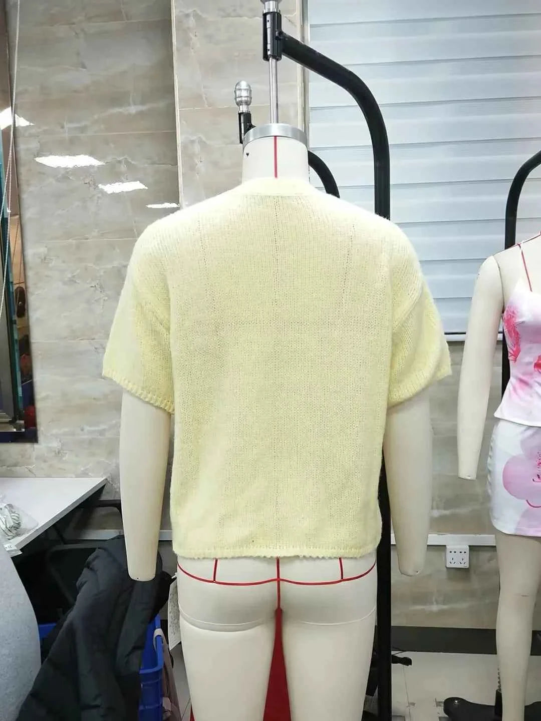 Women Spring Autumn Knit Sweaters Half Sleeve O Neck Solid Color Casual Knitwear jumper