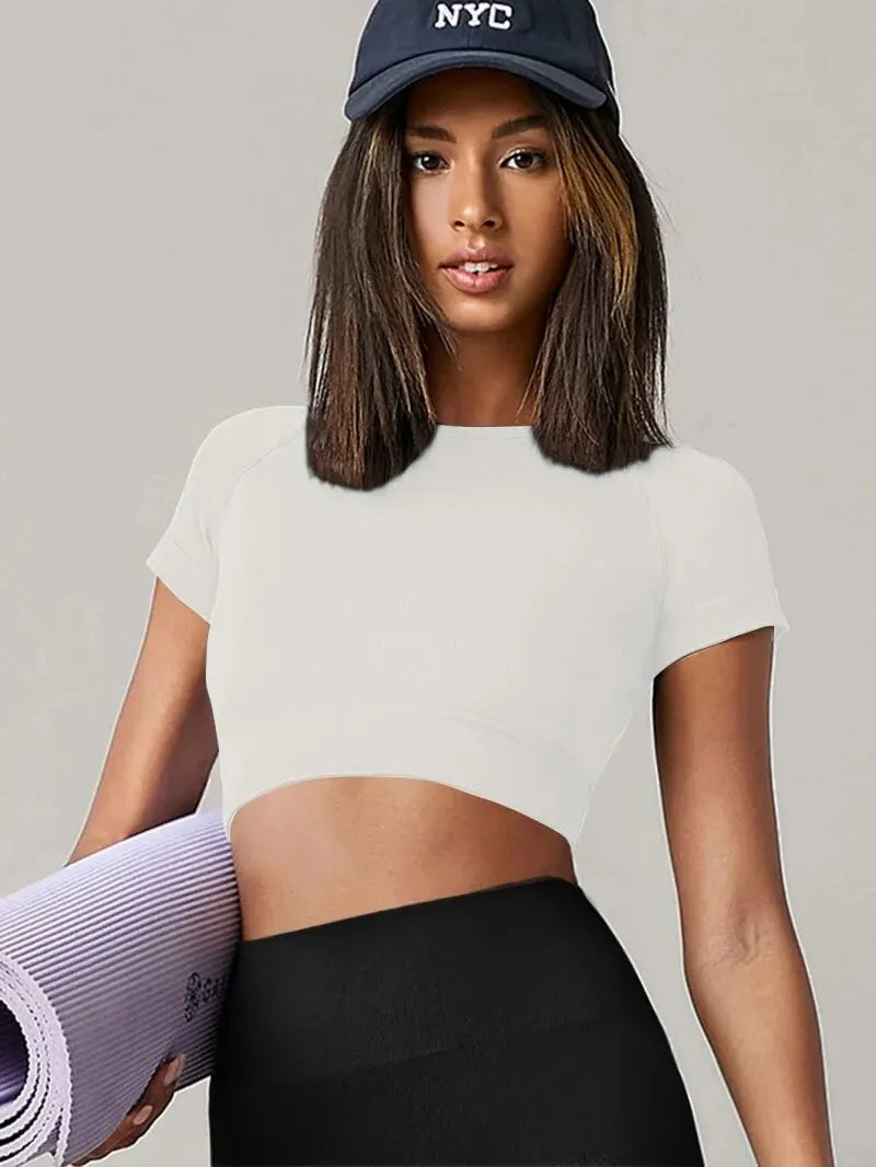 Seamless Short Sleeve Yoga Shirt — Gym & Active Wear Top