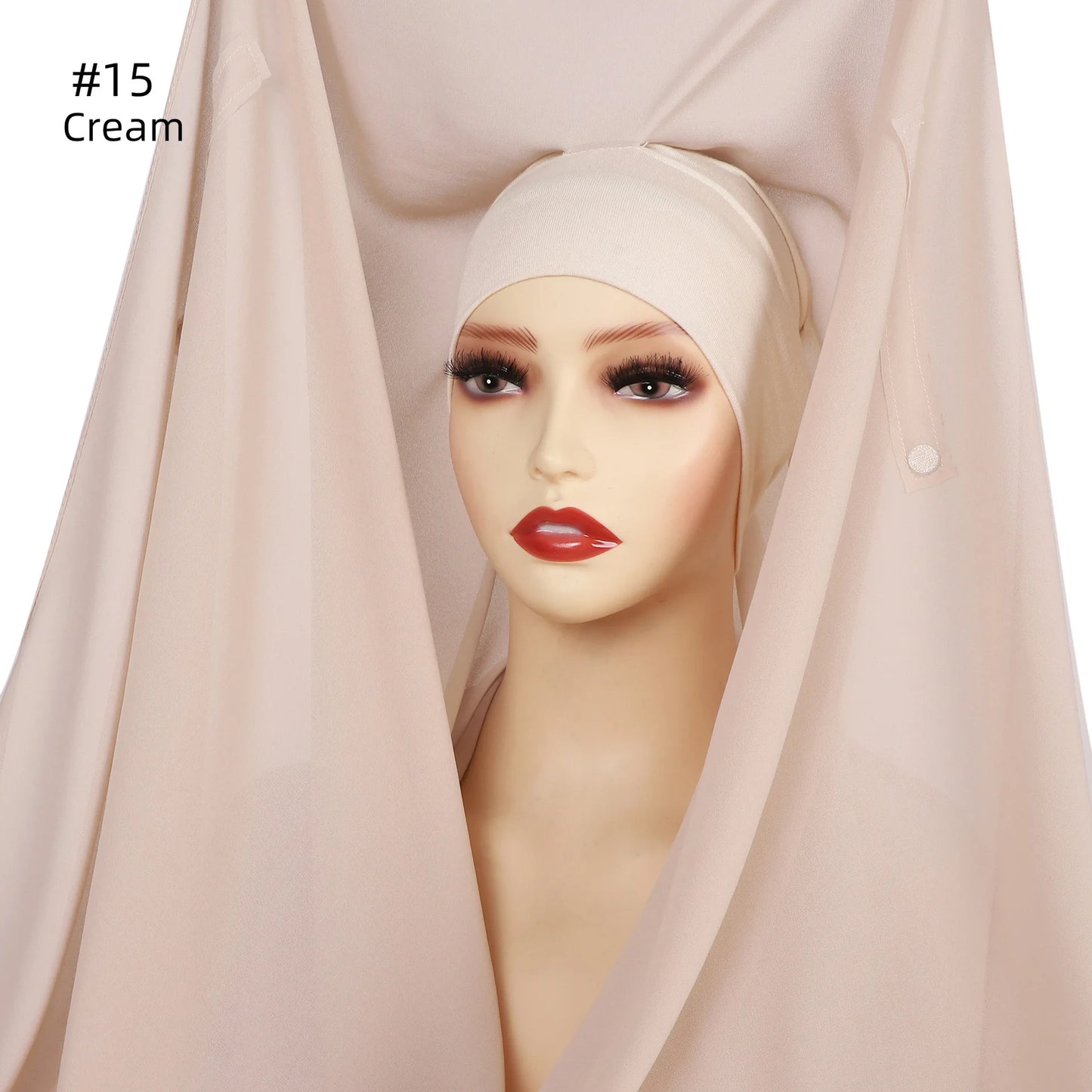 Newest Instant Chiffon Hijab with Magnetic Buckle Solid Color Woman Muslim Hijab Scarf Islamic Turban Fashion Headband Shawls