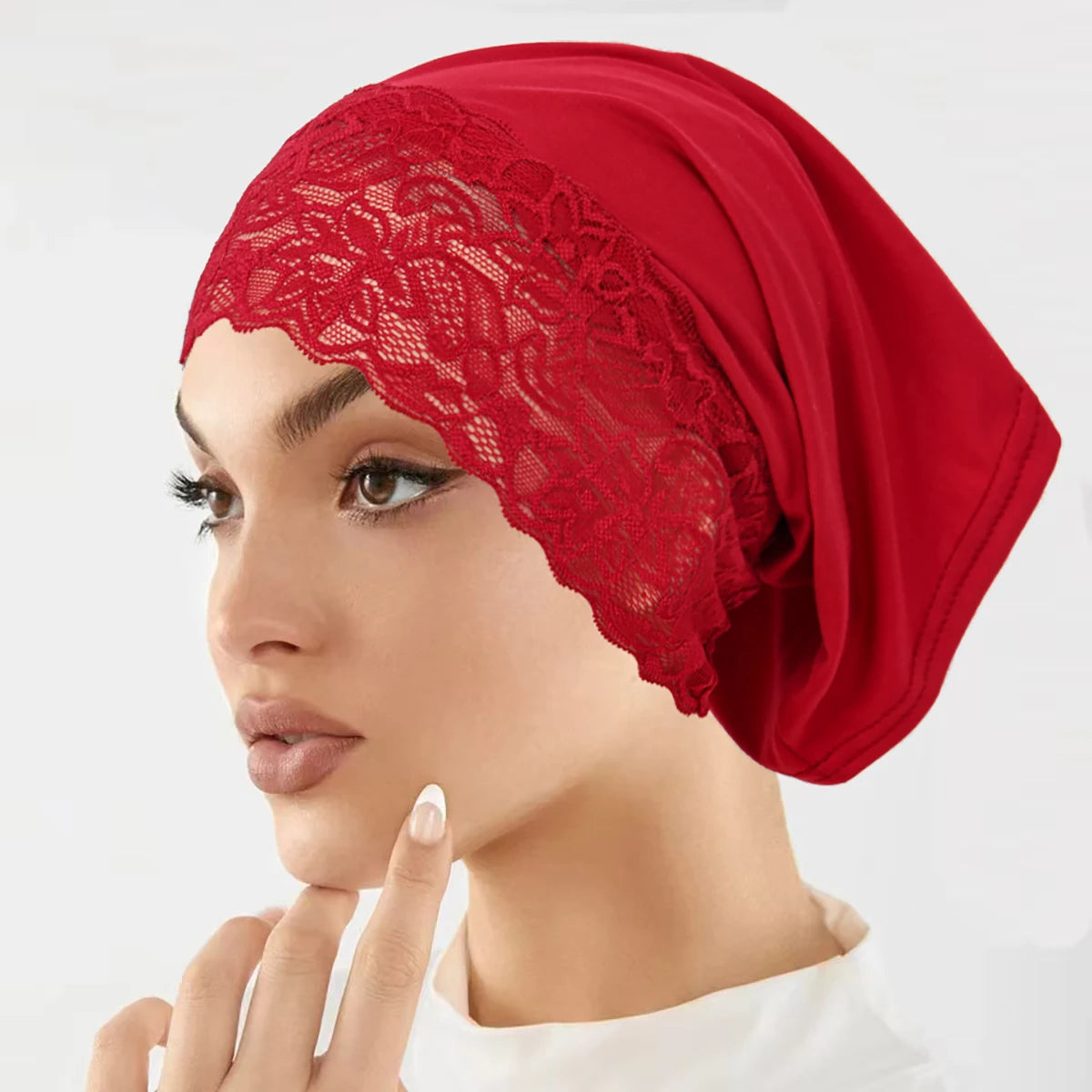 2025 New Inner Hijab Undercap With Lace Muslim Turban Islam Underscarf Hijab Bonnet Soft Stretch HIjabs Tube Cap Turbante