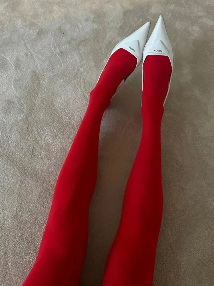 Chinese Red Pantyhose Female New Year Tights Women Stockings Slim Lingerie Anti-hook Silk Velvet Festival Wedding Bride Leggings