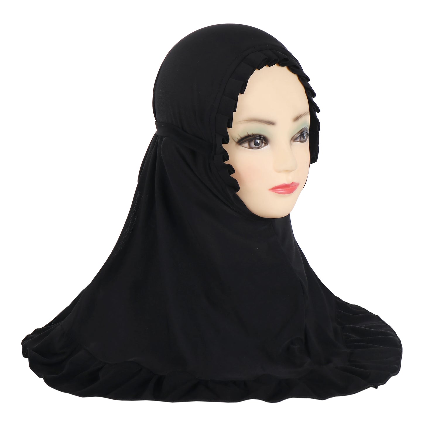 H364 Beautiful Fit 3-6 Years Old Girls Cute Hijab Head Scarf With Crinkles Baby Muslim Shawl Turban Caps