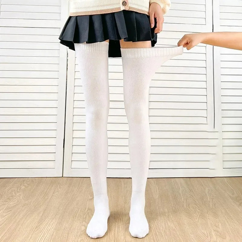 Lolita Over-Knee Stockings — Solid Color Thigh High Warm Socks