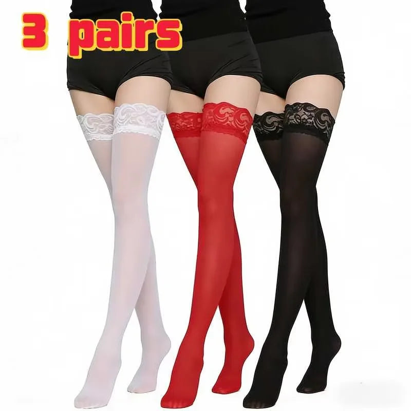 Lace Thigh High Stockings — Sheer JK Style Lingerie Hosiery