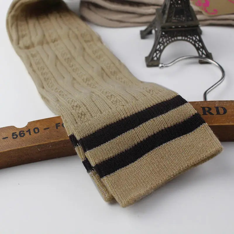 Knit Cotton Thigh High Stockings — Warm Over-Knee Socks for Women
