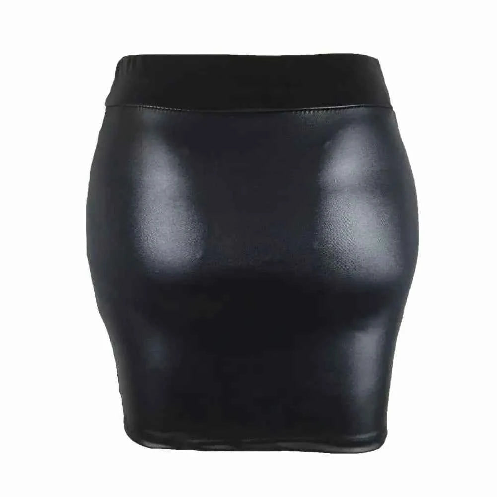 Skinny Matte Faux Leather Mini Skirts Women High Waist Solid Color Slim Fit Bodycon Skirts Summer