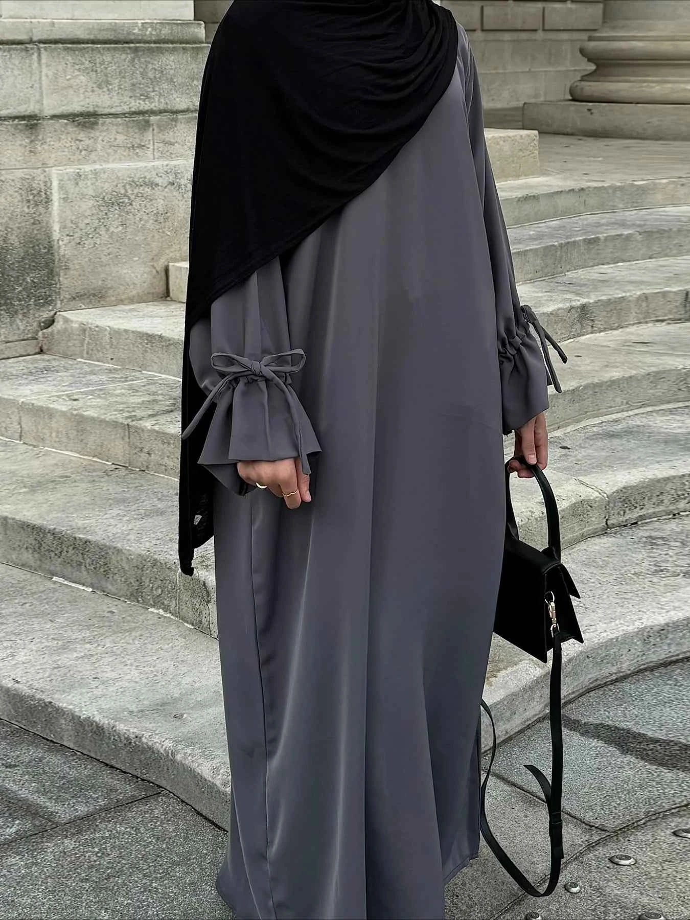 Eid Muslim Dress for Women Abaya Bow Jalabiya Ramadan Lace Up Vestidos Largos Islam Arab Long Robe Morocco Dubai Kaftan 2025