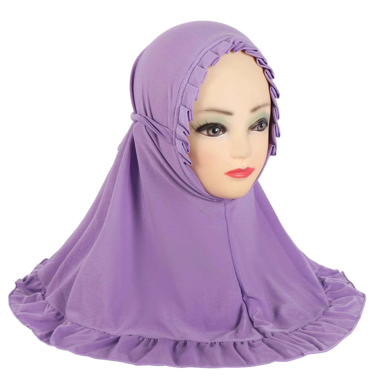 H364 Beautiful Fit 3-6 Years Old Girls Cute Hijab Head Scarf With Crinkles Baby Muslim Shawl Turban Caps