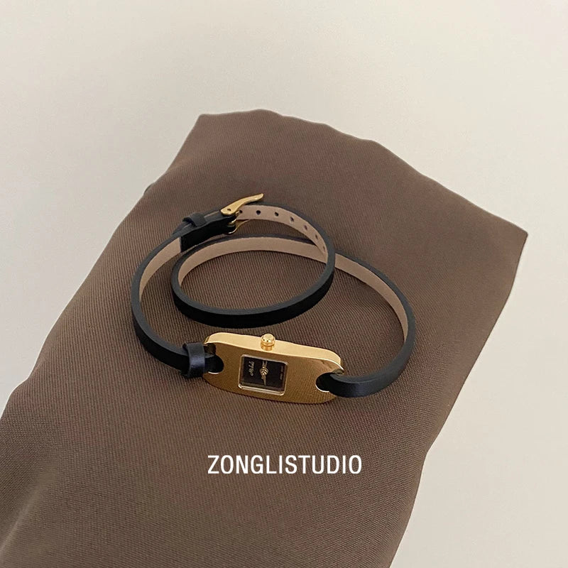 Watches for women twine long strap Watch women vintage leather thin strap waterproof quartz luxury women's watch reloj mujer
