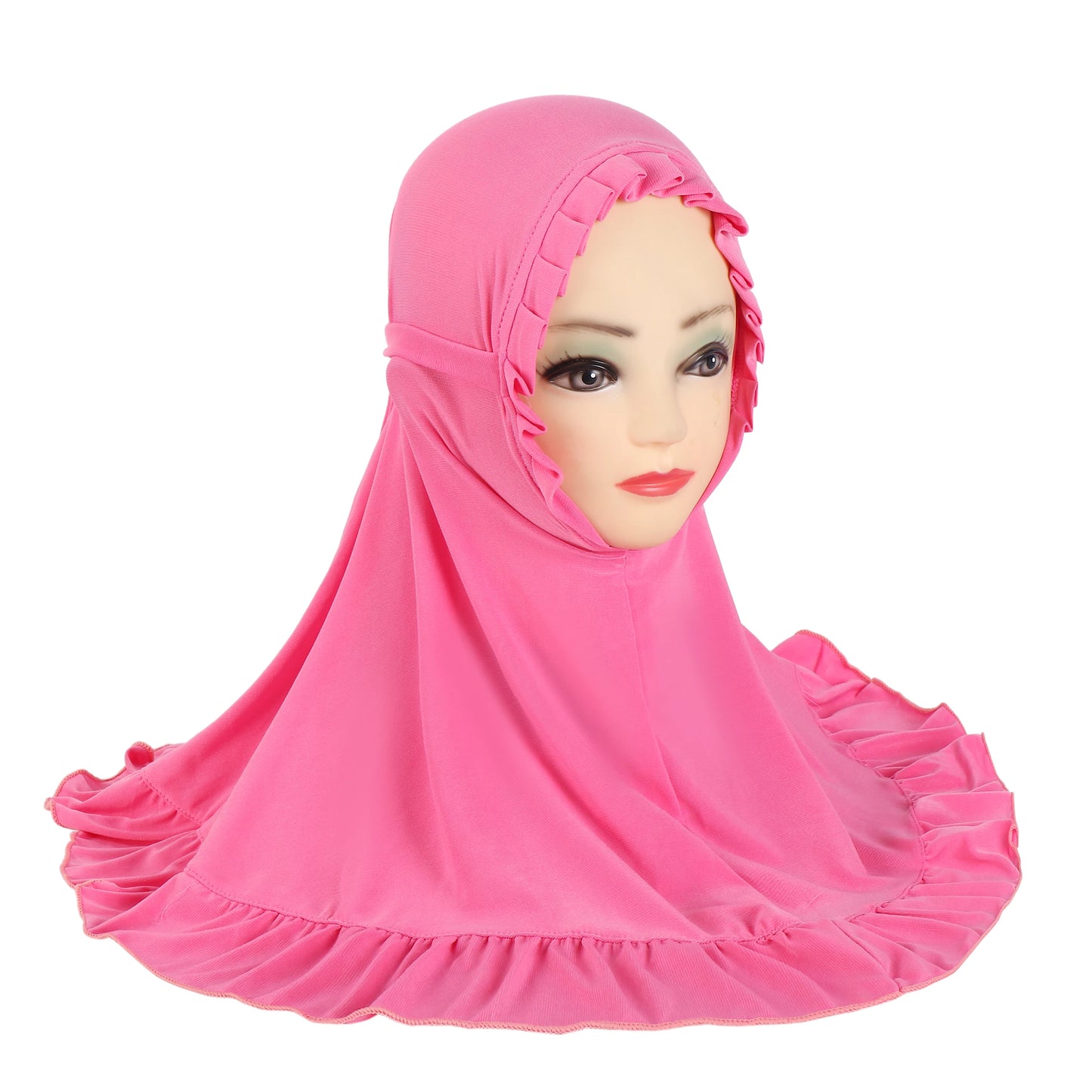H364 Beautiful Fit 3-6 Years Old Girls Cute Hijab Head Scarf With Crinkles Baby Muslim Shawl Turban Caps