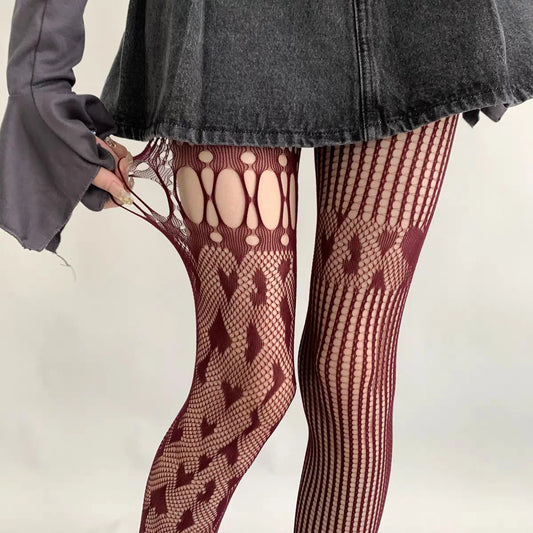 Pantyhose Women Heart Hollow Out Lace Mesh Fishnet Stockings Women Tights Lingerie Sexy Slim Y2k Body Stockings Pantyhose Tights