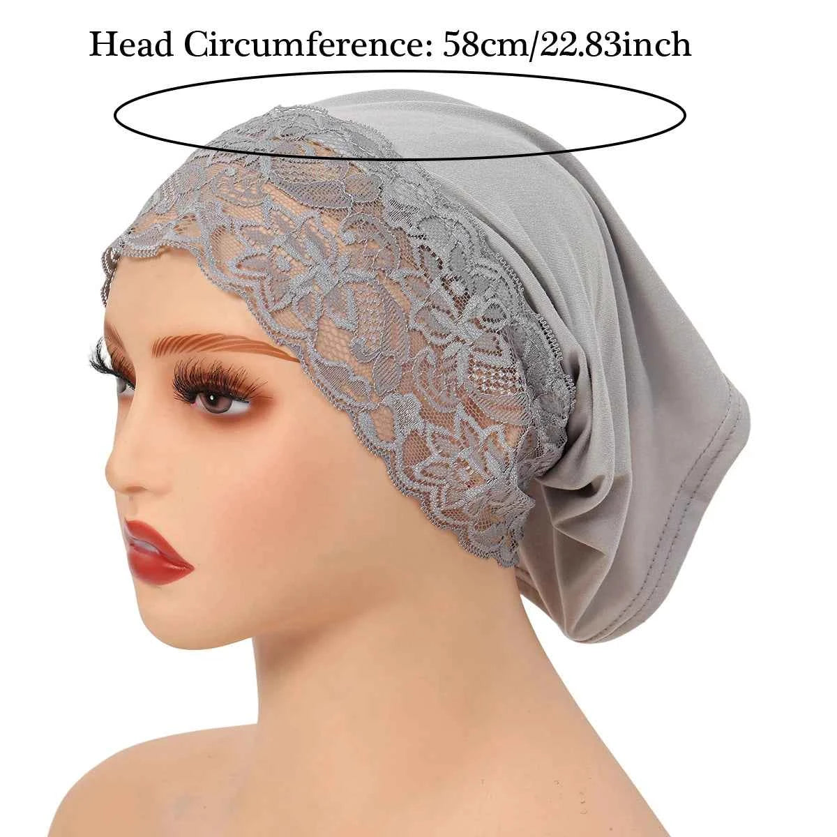 2025 New Inner Hijab Undercap With Lace Muslim Turban Islam Underscarf Hijab Bonnet Soft Stretch HIjabs Tube Cap Turbante
