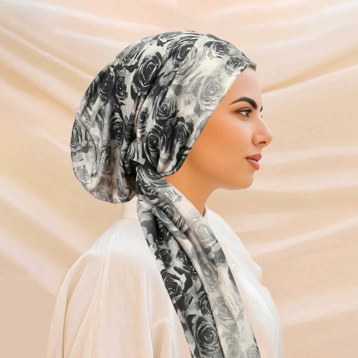 Trendy Print Women Hijabs Head Scarf Hijab Chemo Cap Turban Pre-Tied Headwear Bandana Cancer Hair Loss Headscarf Head Wrap