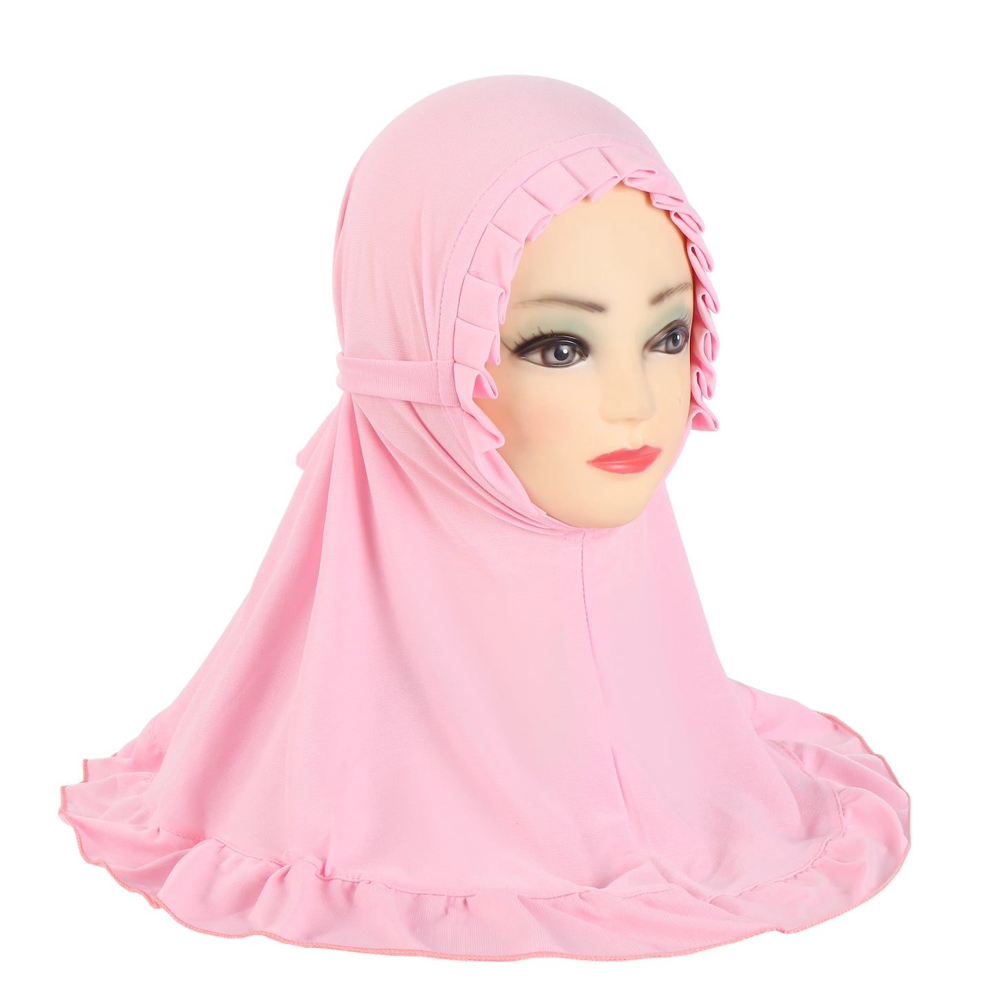 H364 Beautiful Fit 3-6 Years Old Girls Cute Hijab Head Scarf With Crinkles Baby Muslim Shawl Turban Caps
